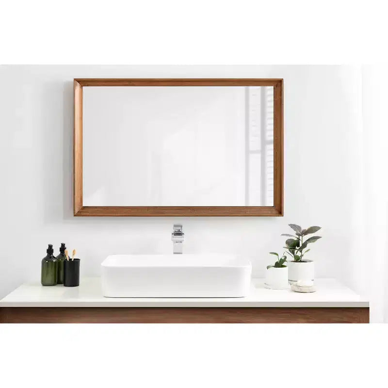 Miroir mural rectangulaire Hatherleigh 24"x36" de Kate & Laurel All Things Decor, brun rustique : style de transition, aucun assemblage requis