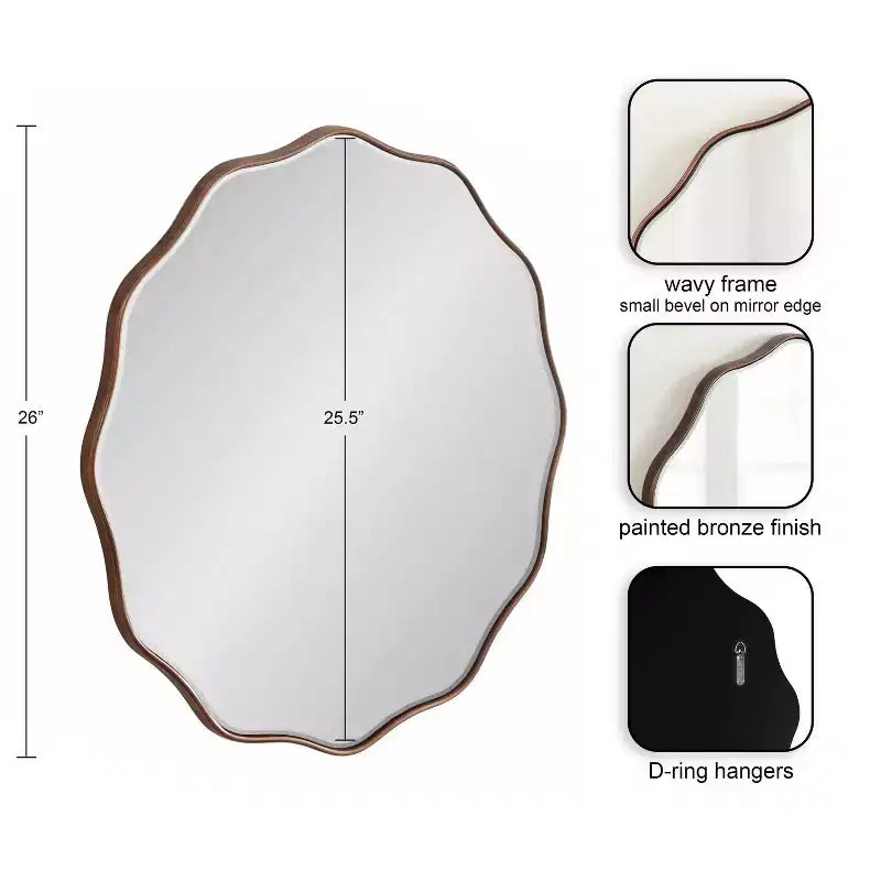 Kate & Laurel All Things Decor Miroir rond festonné Viona 26" de diamètre, bronze
