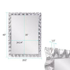 Miroir de vanité rectangulaire en métal à volants Howard Elliott 40"x29.5" La Bailadora, Argent brillant