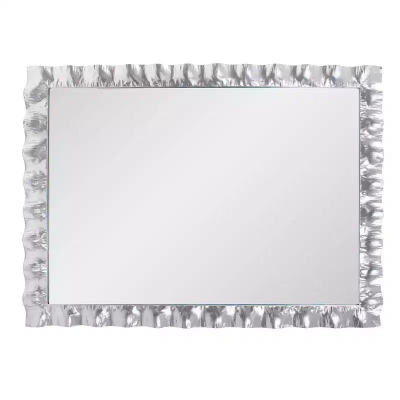 Miroir de vanité rectangulaire en métal à volants Howard Elliott 40"x29.5" La Bailadora, Argent brillant