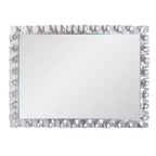 Miroir de vanité rectangulaire en métal à volants Howard Elliott 40"x29.5" La Bailadora, Argent brillant