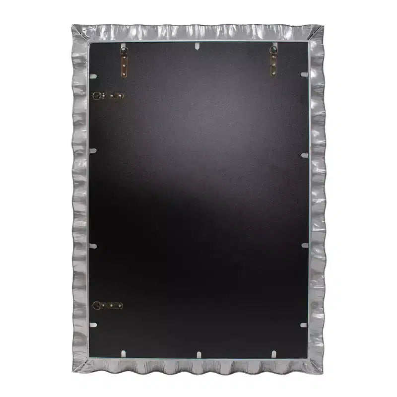 Miroir de vanité rectangulaire en métal à volants Howard Elliott 40"x29.5" La Bailadora, Argent brillant