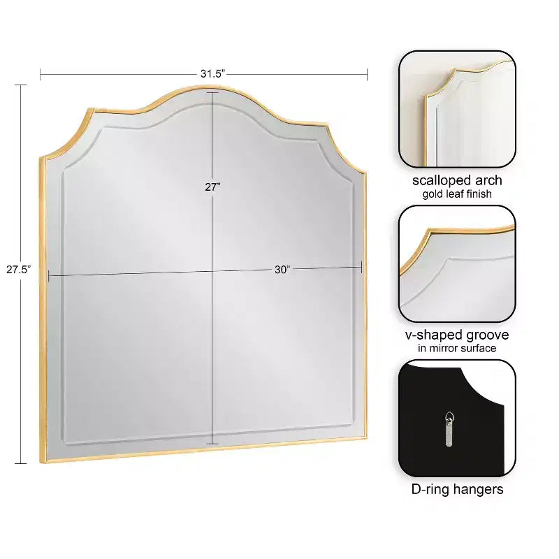 Miroir Mural Hollyn Arched Kate & Laurel All Things Decor, 32"x28", Doré