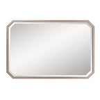 Miroir mural octogonal biseauté allongé Howard Elliott 36"x24" Argent chaud mat : cadre en métal couleur champagne, aucun assemblage requis