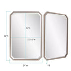 Miroir mural octogonal biseauté allongé Howard Elliott 36"x24" Argent chaud mat : cadre en métal couleur champagne, aucun assemblage requis
