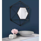 Miroir mural géométrique 3D Howard Elliott 16"x16" avec cadre en métal noir mat
