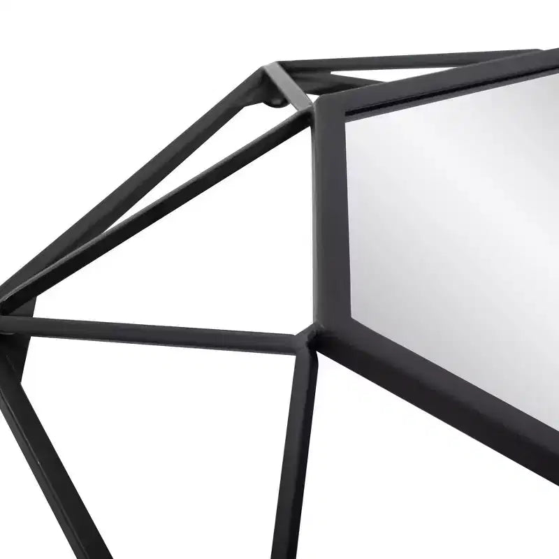 Miroir mural géométrique 3D Howard Elliott 16"x16" avec cadre en métal noir mat