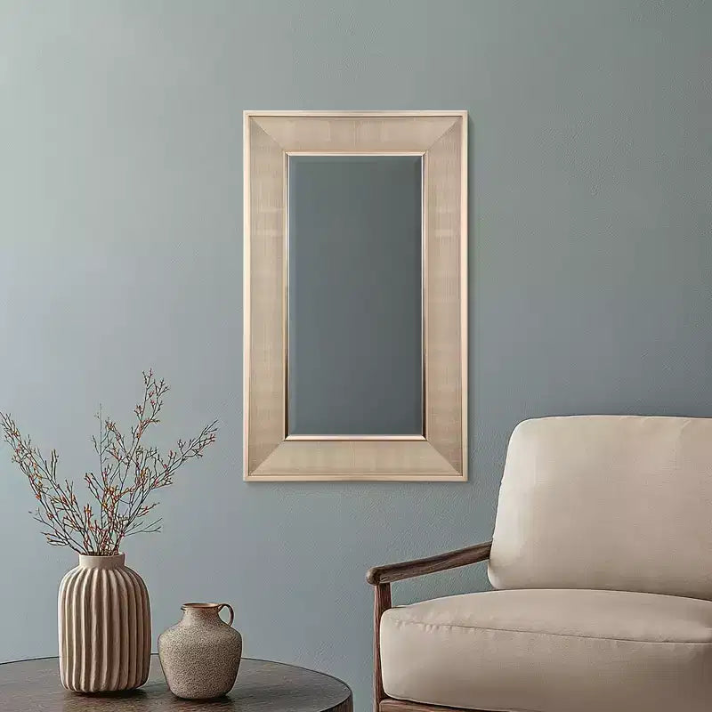 Miroir mural et de salle de bain élégant Head West 12"x24" Pave en nickel brossé