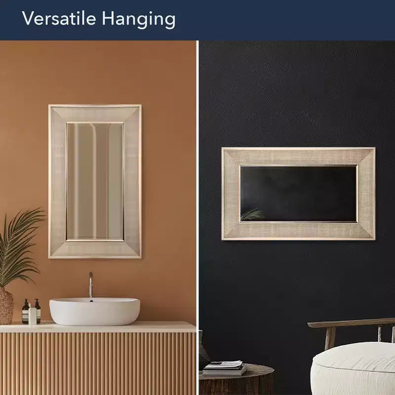 Miroir mural et de salle de bain élégant Head West 12"x24" Pave en nickel brossé