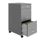 Space Solutions Classeur mobile vertical à 3 tiroirs d'une profondeur de 18 po et d'une largeur format Lettre, Arctic Silver