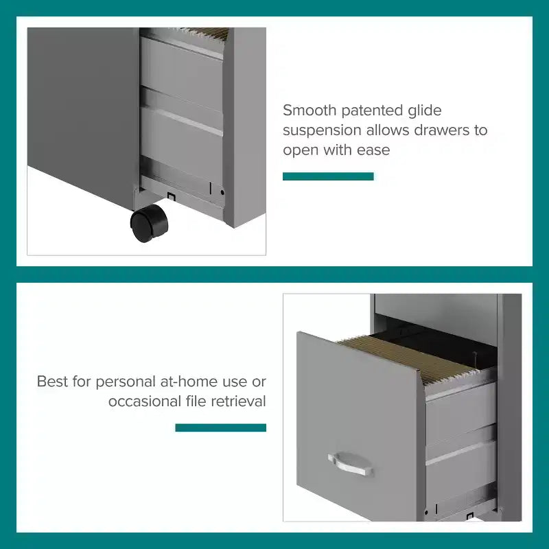 Space Solutions Classeur mobile vertical à 3 tiroirs d'une profondeur de 18 po et d'une largeur format Lettre, Arctic Silver