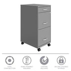 Space Solutions Classeur mobile vertical à 3 tiroirs d'une profondeur de 18 po et d'une largeur format Lettre, Arctic Silver