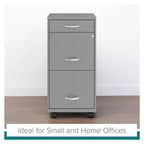 Space Solutions Classeur mobile vertical à 3 tiroirs d'une profondeur de 18 po et d'une largeur format Lettre, Arctic Silver