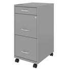 Space Solutions Classeur mobile vertical à 3 tiroirs d'une profondeur de 18 po et d'une largeur format Lettre, Arctic Silver