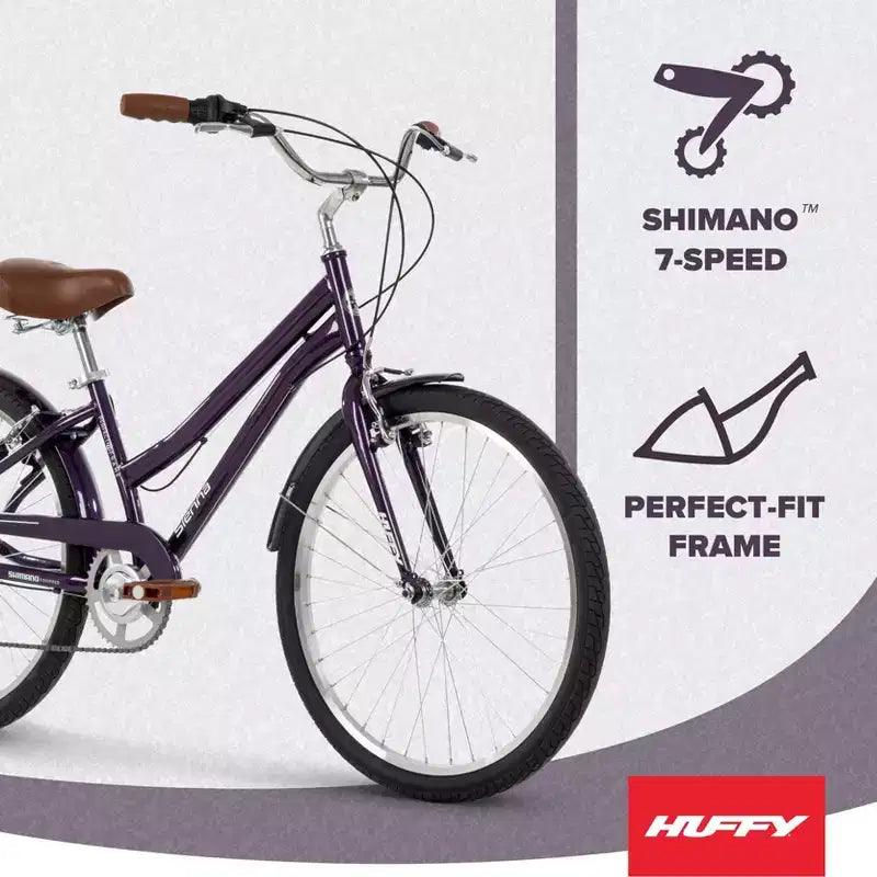 Vélo Confort Huffy Sienna 24" G MLT SPD - Aubergine brillante