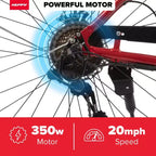 Vélo électrique Huffy Lyndon enjambeur – Roues de 27,5 po – 32 km/h – 36 V – Rouge