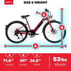 Vélo électrique Huffy Lyndon enjambeur – Roues de 27,5 po – 32 km/h – 36 V – Rouge