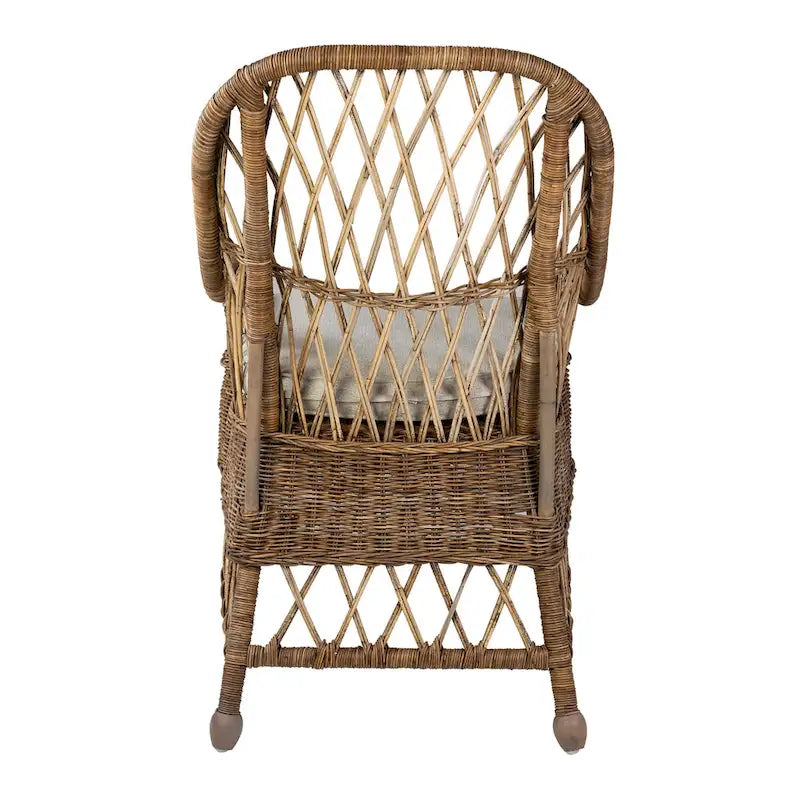 Chaise de salle à manger capitonnée en rotin curviligne Bayside par East at Main - 22x23x39