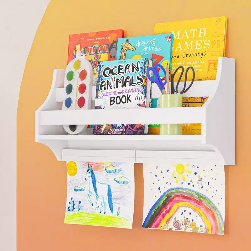 Étagère murale RiverRidge Home avec 2 barres d'affichage pour œuvres d'art d'enfants