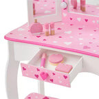 Coiffeuse pour enfants Little Princess Gisele avec lumières LED Blanc/Rose - Fantasy Fields by Teamson Kids : Ensemble coiffeuse pour petite fille, Table pour tout-petits