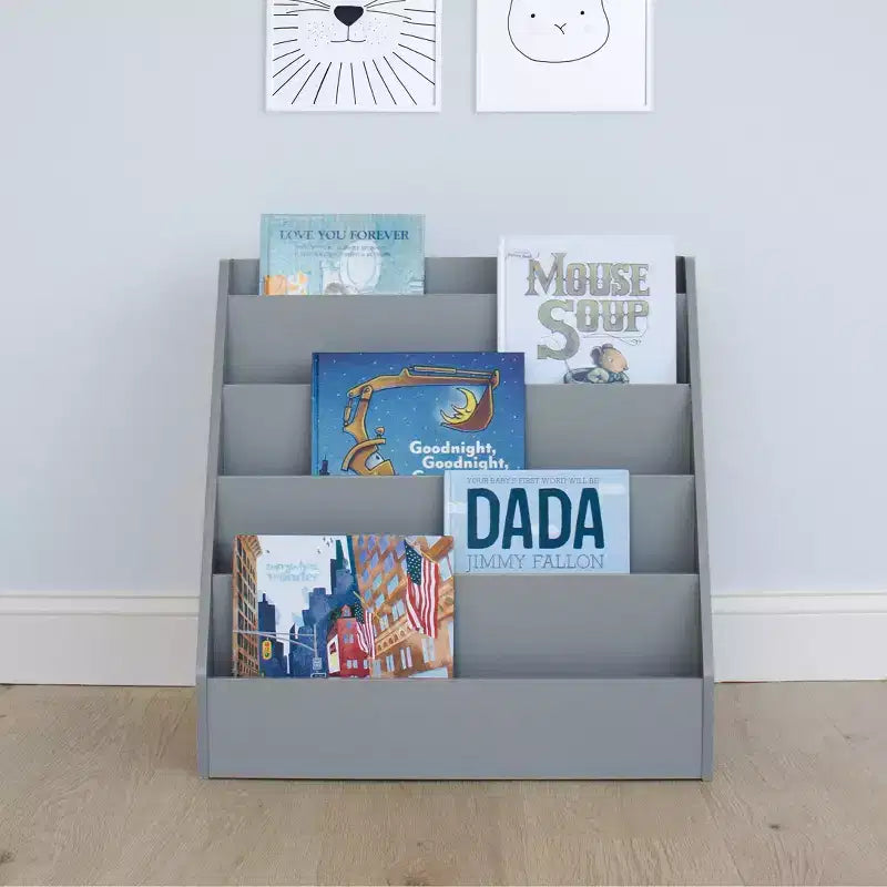 Étagère en bois Humble Crew Kids' Explorer gris : bibliothèque en MDF à 4 niveaux, 61 cm H x 61 cm L x 33 cm P, à partir de 2 ans