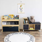 Humble Crew Kids' Toddler BookNook Bois : Cadre en MDF, quincaillerie en acier, 2 étagères, 2 tiroirs, ensemble de 5 pièces