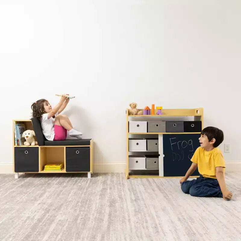 Humble Crew Kids' Toddler BookNook Bois : Cadre en MDF, quincaillerie en acier, 2 étagères, 2 tiroirs, ensemble de 5 pièces