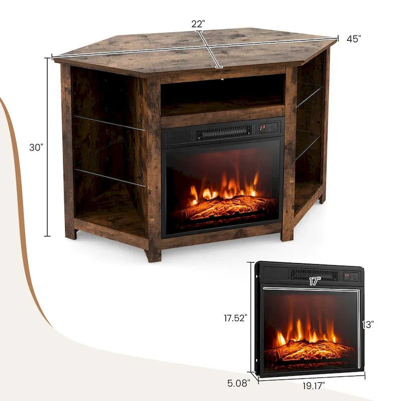 Meuble TV cheminée Costway avec lumières LED et cheminée électrique 18 pouces pour - Voir détails