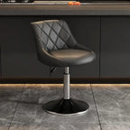Tabouret de bar pivotant, capitonné en losanges, réglable, cuir PU noir et rouge