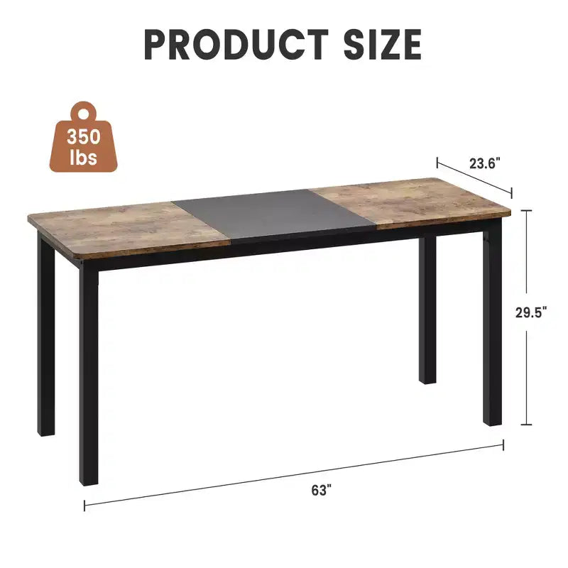 Bureau d'ordinateur WhizMax 63 pouces, grand bureau de travail avec cadre en métal noir, bureau de jeu de style moderne et simple, poste de travail d'écriture robuste