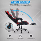BestMassage Chaise de Gaming Fauteuil de Bureau avec Repose-Pieds et Soutien Lombaire
