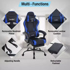 BestMassage Chaise de Gaming Fauteuil de Bureau avec Repose-Pieds et Soutien Lombaire