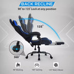 BestMassage Chaise de Gaming Fauteuil de Bureau avec Repose-Pieds et Soutien Lombaire