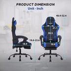 BestMassage Chaise de Gaming Fauteuil de Bureau avec Repose-Pieds et Soutien Lombaire