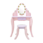 Fantasy Fields Coiffeuse en bois Petite Princesse Raiponce avec miroir LED et tabouret, Rose