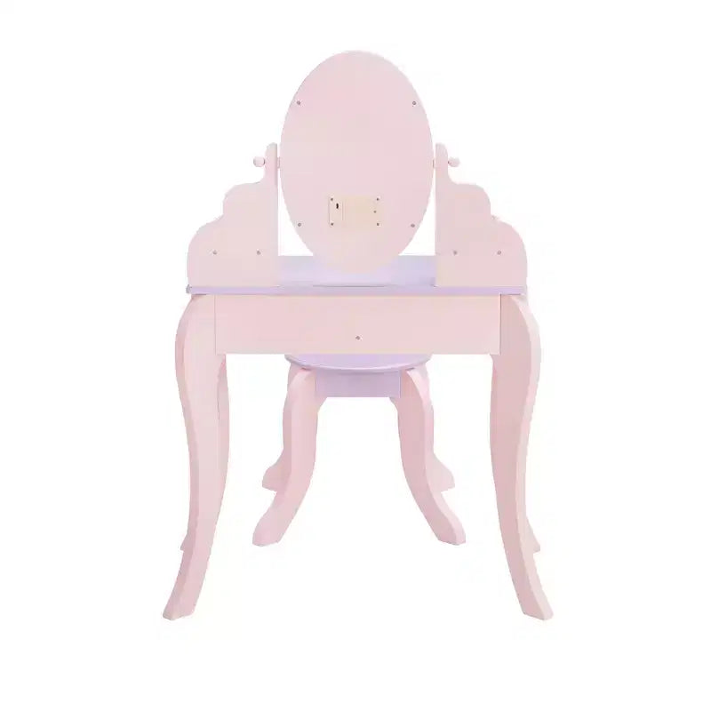 Fantasy Fields Coiffeuse en bois Petite Princesse Raiponce avec miroir LED et tabouret, Rose