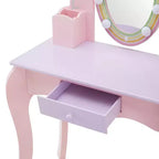 Fantasy Fields Coiffeuse en bois Petite Princesse Raiponce avec miroir LED et tabouret, Rose