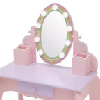 Fantasy Fields Coiffeuse en bois Petite Princesse Raiponce avec miroir LED et tabouret, Rose