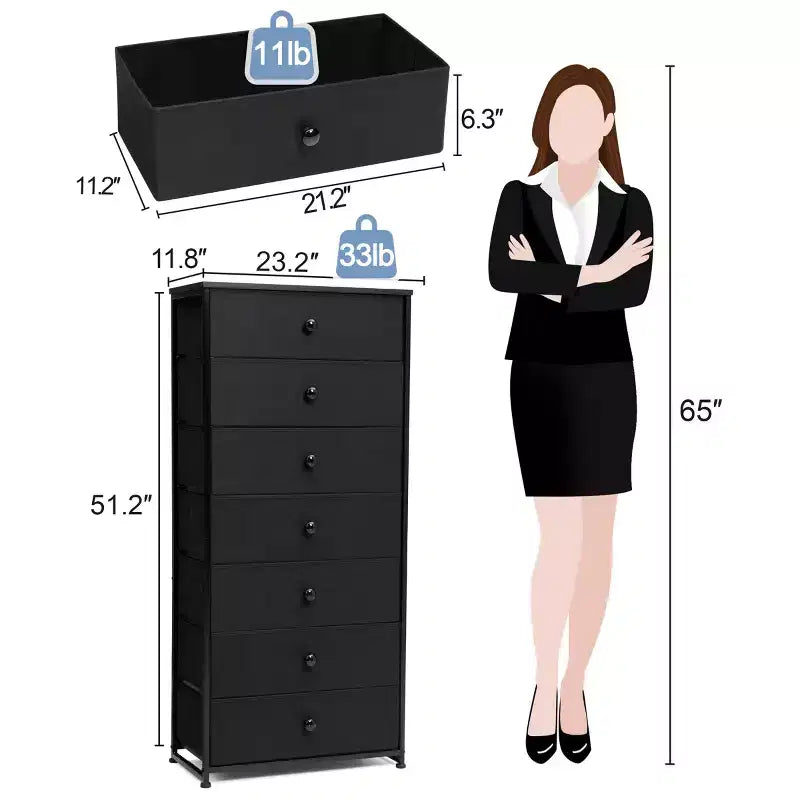 Crestlive Products Commode à 7 tiroirs pour chambre à coucher Meuble de rangement Tour de rangement pour chambre à coucher