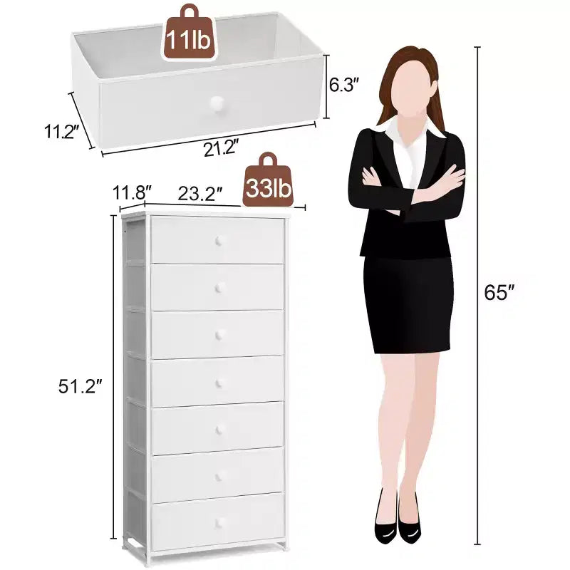 Crestlive Products Commode à 7 tiroirs pour chambre à coucher Meuble de rangement Tour de rangement pour chambre à coucher