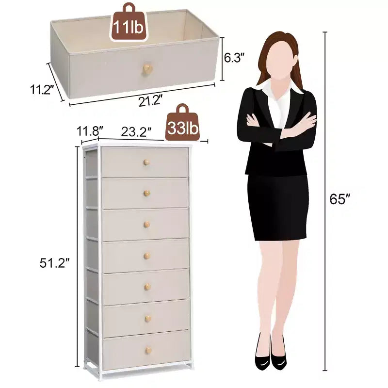 Crestlive Products Commode à 7 tiroirs pour chambre à coucher Meuble de rangement Tour de rangement pour chambre à coucher