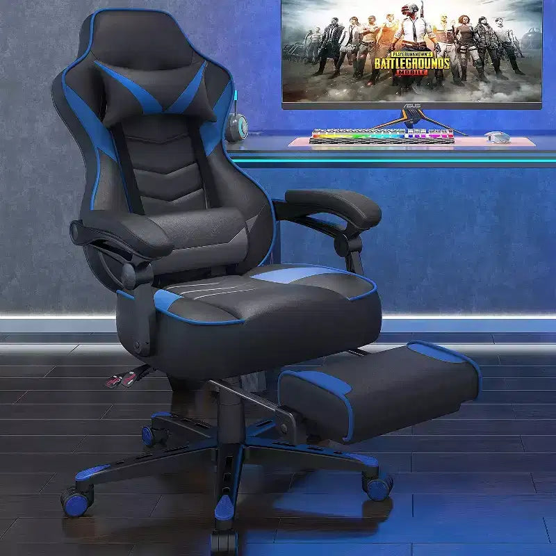 Chaise de Gaming ELECWISH avec Repose-pieds, Soutien Lombaire, Chaise d'Ordinateur Respirante avec Coussin à Ressorts Ensachés, Chaises pour Adultes
