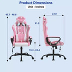 Chaise de jeu FDW Gaming Chaise de bureau massante confortable et élégante avec soutien lombaire réglable, pivotante à 360 degrés et roulettes silencieuses
