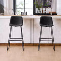 FERPIT Faux Shearling Counter Height Bar Stools Set of 2, Upholstered Bar Stools with Footrest, Black, 30