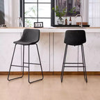 Tabourets de bar à hauteur de comptoir en fausse fourrure Ferpit, lot de 2, tabourets de bar rembourrés avec repose-pieds, noirs, 76 cm