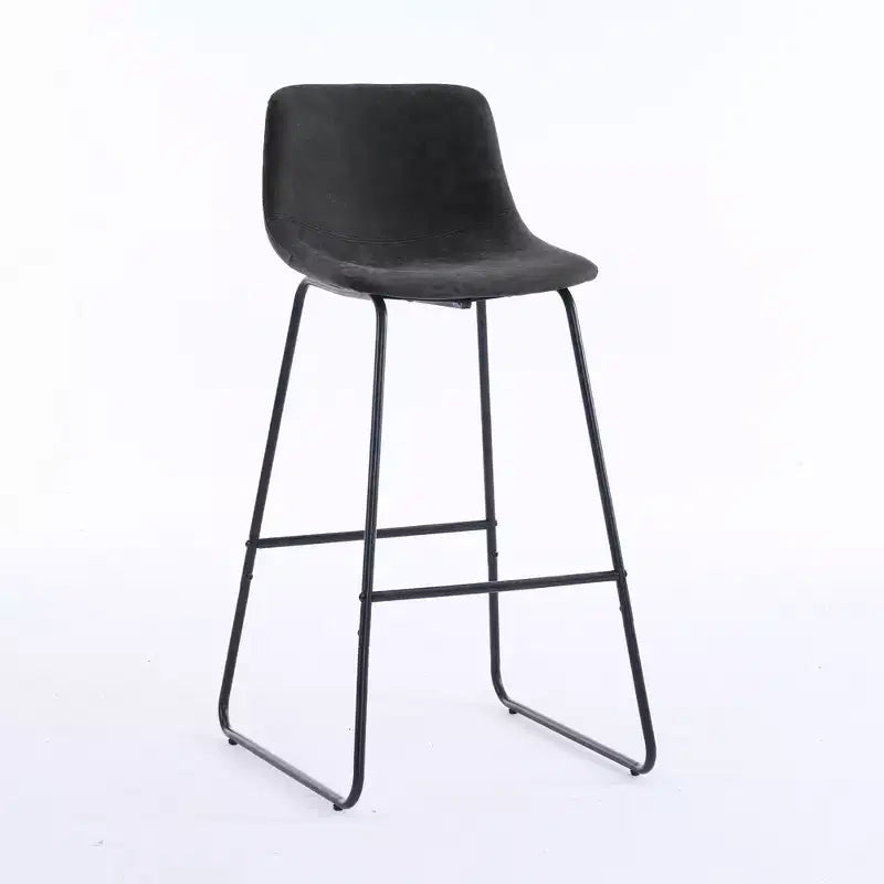 Tabourets de bar à hauteur de comptoir en fausse fourrure Ferpit, lot de 2, tabourets de bar rembourrés avec repose-pieds, noirs, 76 cm