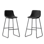 Tabourets de bar à hauteur de comptoir en fausse fourrure Ferpit, lot de 2, tabourets de bar rembourrés avec repose-pieds, noirs, 76 cm