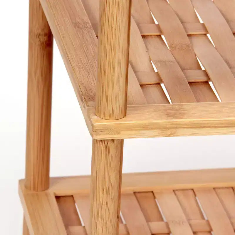 Étagère à chaussures 5 niveaux en bambou, Meuble de rangement léger, Tressage panier pour une meilleure circulation de l'air