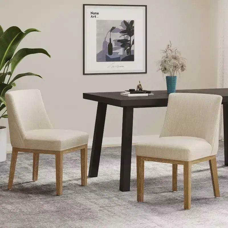 Christopher Knight Home Camas Chaises de salle à manger contemporaines en bois rembourrées (lot de 2)
