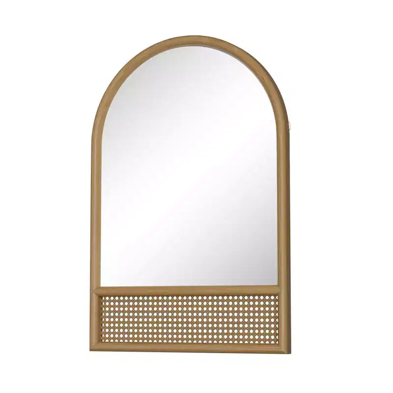 PexFix Classic Arch Wood Frame with Rattan Bottom Wall Mirror